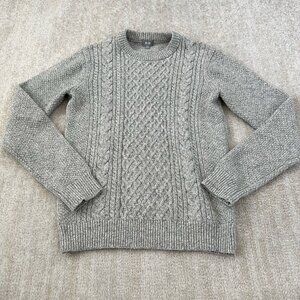 Uniqlo Grey Wool Fisherman Crewneck Sweater S